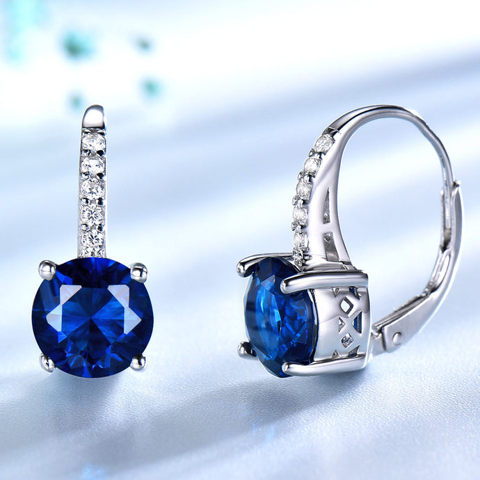 Jewelry Round Created Nano Sapphire Clip Earrings