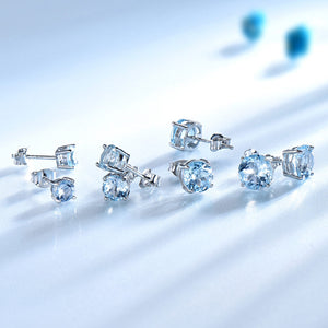 Jewelry Created Russian Sky Blue Topaz Stud Earrings