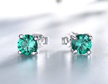 Load image into Gallery viewer, Jewelry Created Russian Emerald Stud Earrings