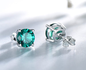 Jewelry Created Russian Emerald Stud Earrings