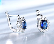 Load image into Gallery viewer, Blue Sapphire Clip Earrings