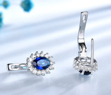 Load image into Gallery viewer, Blue Sapphire Clip Earrings