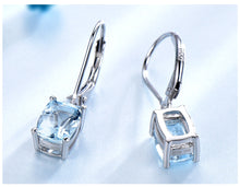 Load image into Gallery viewer, Silver Sky Blue Topaz Drop Earrings