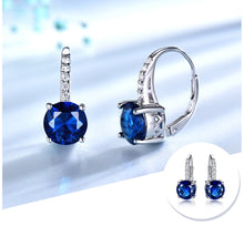 Load image into Gallery viewer, Jewelry Round Created Nano Sapphire Clip Earrings