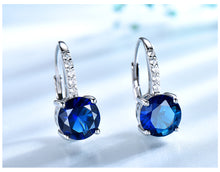 Load image into Gallery viewer, Jewelry Round Created Nano Sapphire Clip Earrings