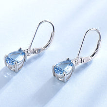 Load image into Gallery viewer, Water Drop Created Sky Blue Topaz Clip Earrings