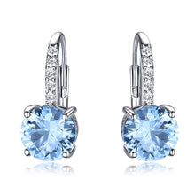 Load image into Gallery viewer, Jewelry Round Created Nano Sky Blue Topaz Clip Earrings