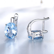 Load image into Gallery viewer, Sky Blue Topaz Colorful Gemstone Clip Earrings Solid