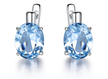 Load image into Gallery viewer, Sky Blue Topaz Colorful Gemstone Clip Earrings Solid